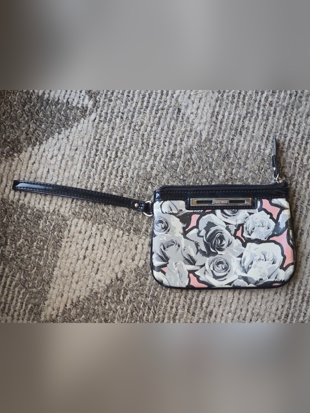 Floral Wristlet Clutch with Black Trim